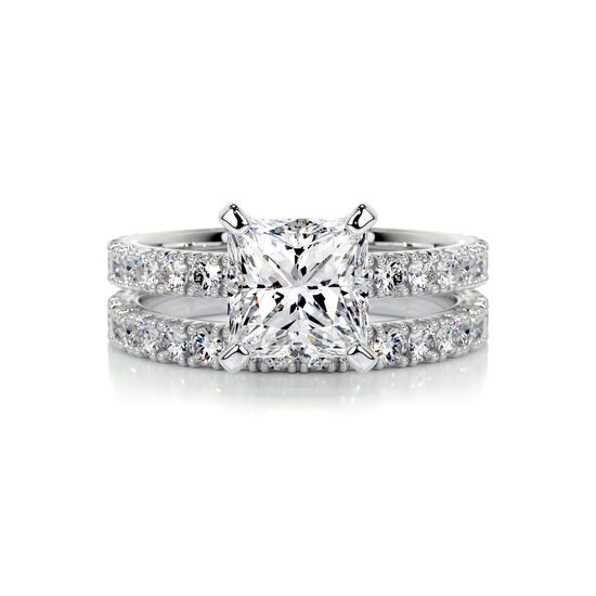 1.50 CT Princess Solitaire CVD F/VS Diamond Bridal Ring Set 1