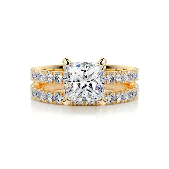 1.50 CT Princess Solitaire CVD F/VS Diamond Bridal Ring Set 7