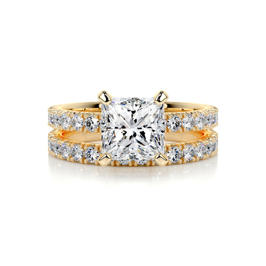 1.50 CT Princess Solitaire CVD F/VS Diamond Bridal Ring Set 7