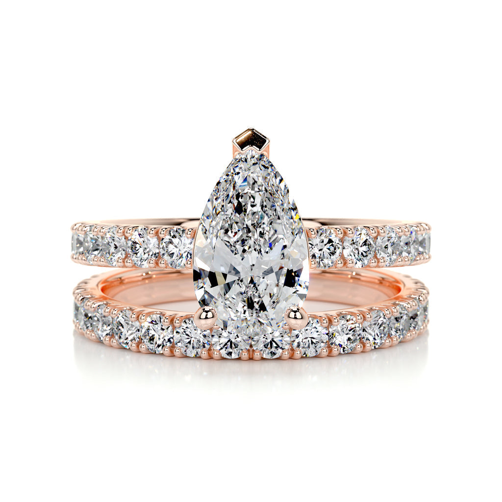 1.50 CT Pear Solitaire CVD F/VS Diamond Bridal Ring Set 10