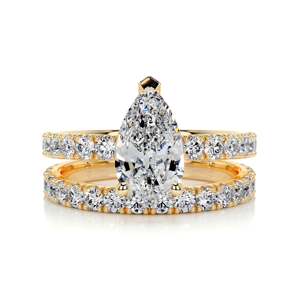 1.50 CT Pear Solitaire CVD F/VS Diamond Bridal Ring Set 7