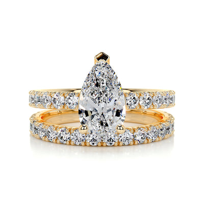 1.50 CT Pear Solitaire CVD F/VS Diamond Bridal Ring Set 7