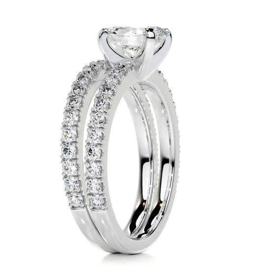 1.0 CT Oval Solitaire CVD F/VS Diamond Bridal Ring Set 7