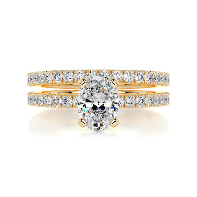 1.0 CT Oval Solitaire CVD F/VS Diamond Bridal Ring Set 8
