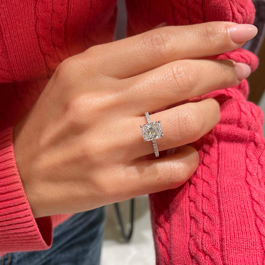 2.0 CT Radiant Hidden Halo CVD E/VS2 Diamond Engagement Ring 17