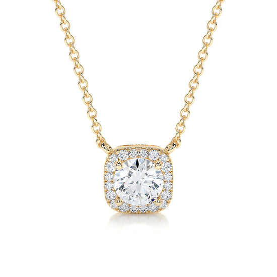 1.0 CT Round Halo CVD F/VS Diamond Necklace 6