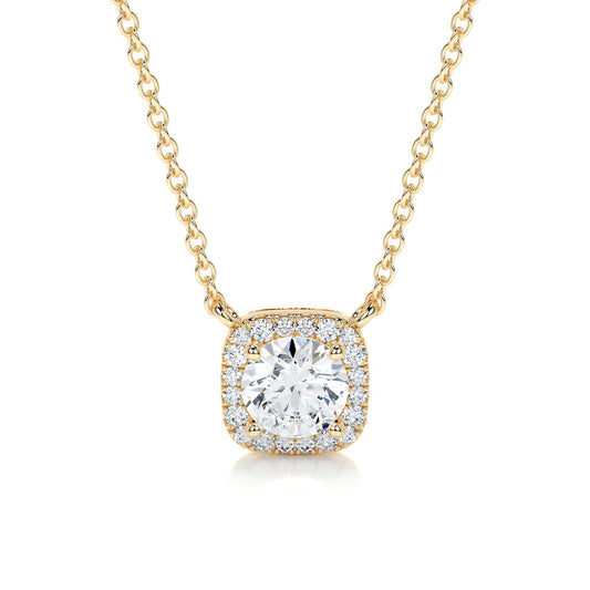 1.0 CT Round Halo CVD F/VS Diamond Necklace 6