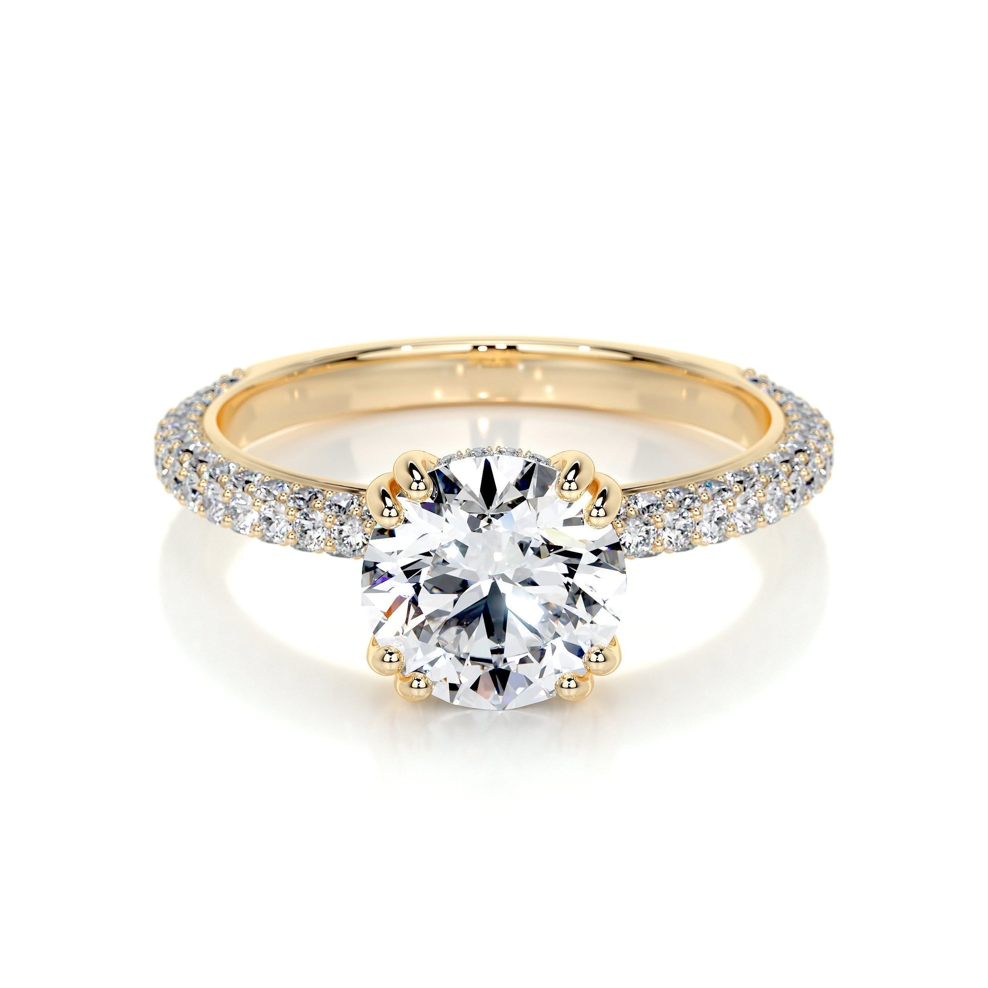 2.0 CT Round Hidden Halo CVD E/VS1 Diamond Engagement Ring 6