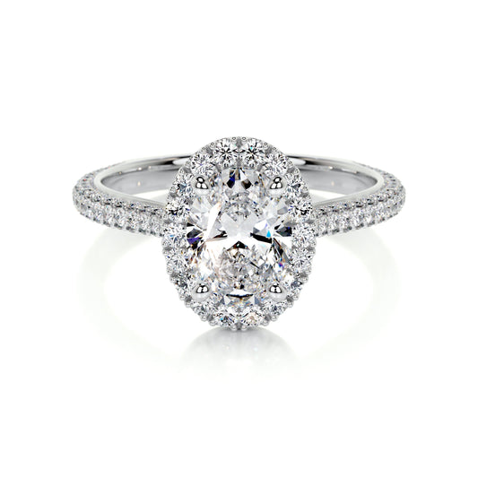 1.50 CT Oval Halo CVD F/VS2 Diamond Engagement Ring 1