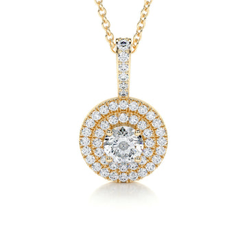 0.50 CT Round Double Halo CVD F/VS Diamond Necklace 8