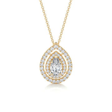 1.0 CT Pear Double Halo CVD F/VS Diamond Necklace 8