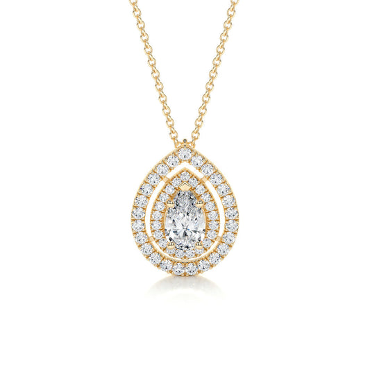 1.0 CT Pear Double Halo CVD F/VS Diamond Necklace 8