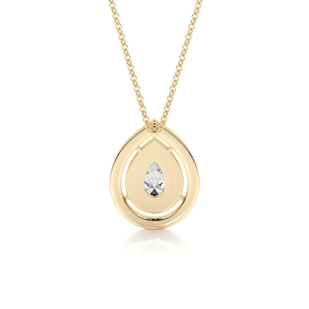 1.0 CT Pear Double Halo CVD F/VS Diamond Necklace 12