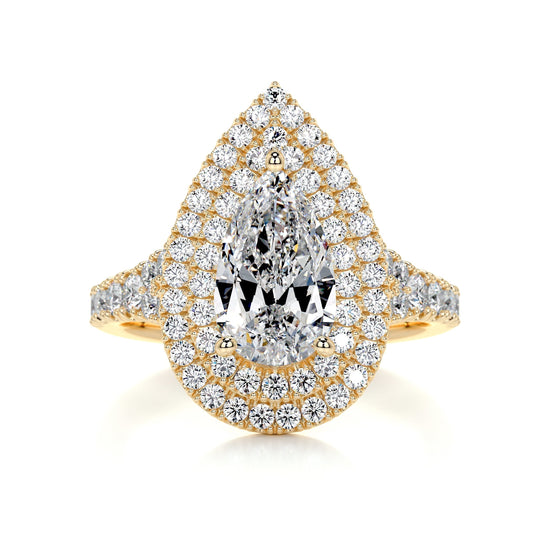 1.0 CT Pear Double Halo CVD F/VS2 Diamond Engagement Ring 7