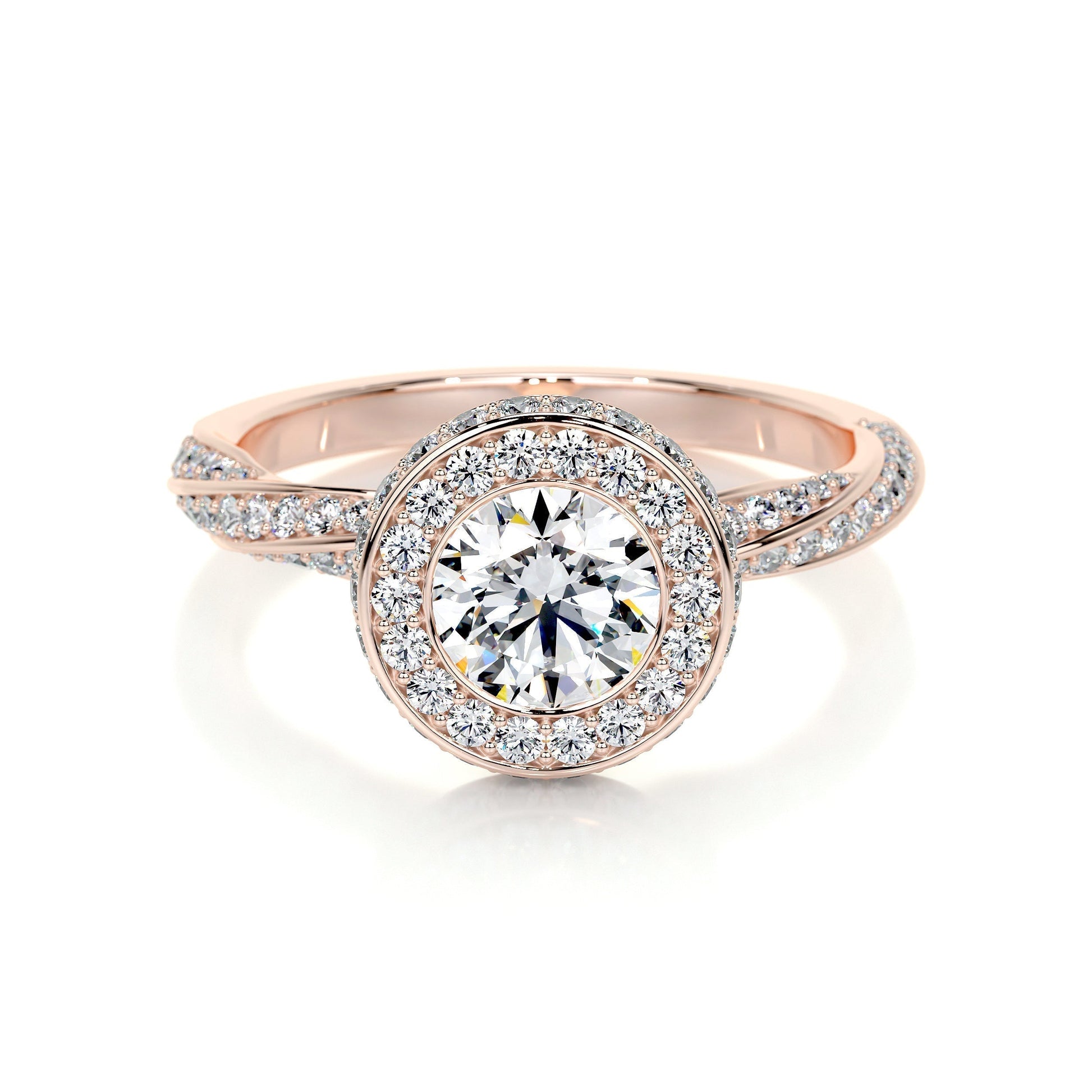 1.0 CT Round Halo CVD E/VS1 Diamond Engagement Ring 12