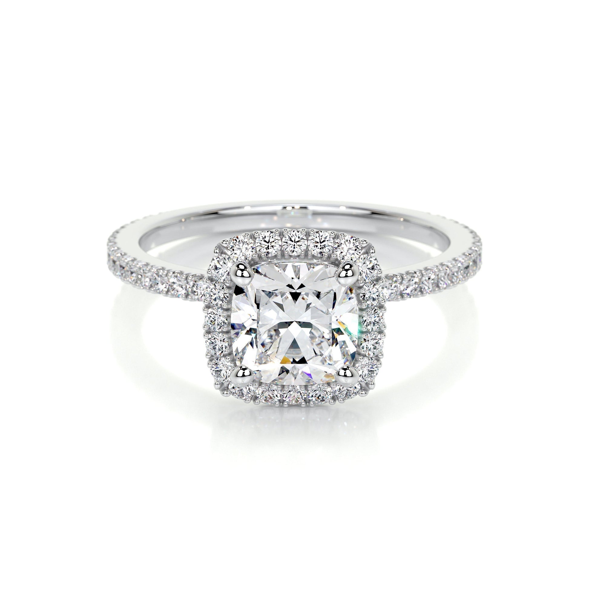 1.0 CT Cushion Halo CVD E/VS2 Diamond Engagement Ring 1