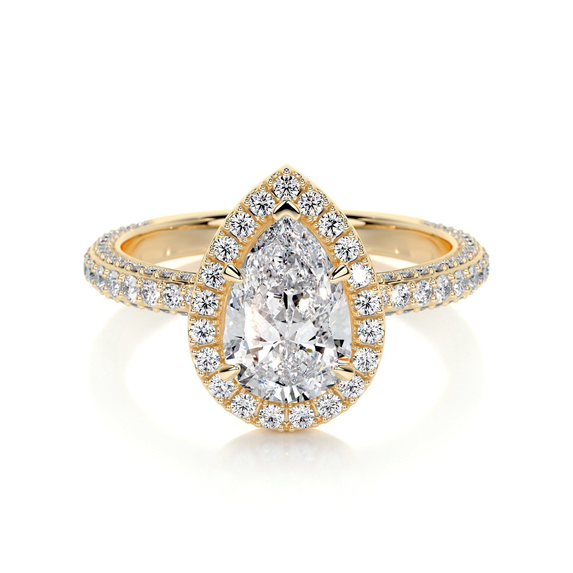 2.0 CT Pear Halo CVD F/VS2 Diamond Engagement Ring 7