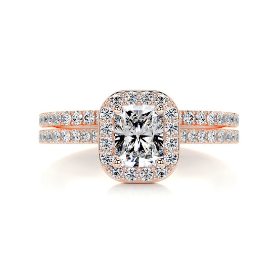 1.0 CT Radiant Halo CVD F/VS Diamond Bridal Ring Set 11