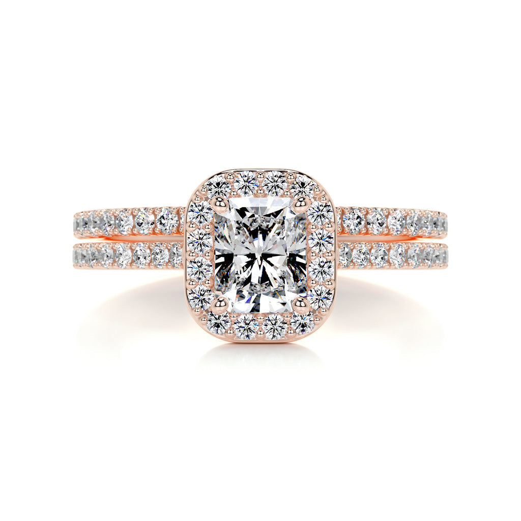 1.0 CT Radiant Halo CVD F/VS Diamond Bridal Ring Set 11