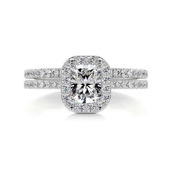 1.0 CT Radiant Halo CVD F/VS Diamond Bridal Ring Set 1