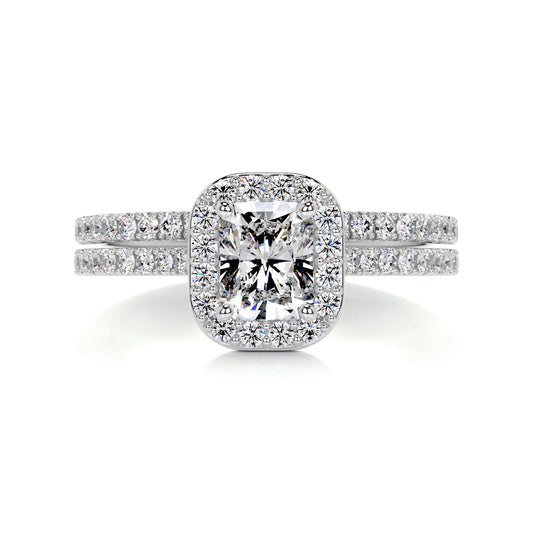 1.0 CT Radiant Halo CVD F/VS Diamond Bridal Ring Set 1
