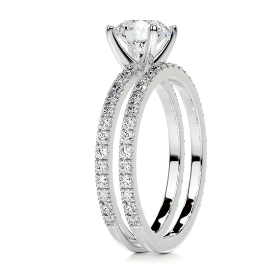 1.0 CT Round Solitaire CVD F/VVS2 Diamond Bridal Ring Set 5