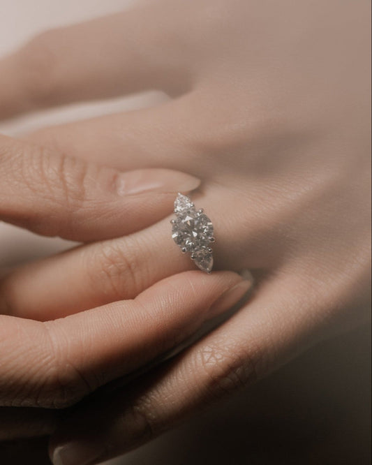 2 CT Round Three Stones Lab Grown Diamond Engagement Ring