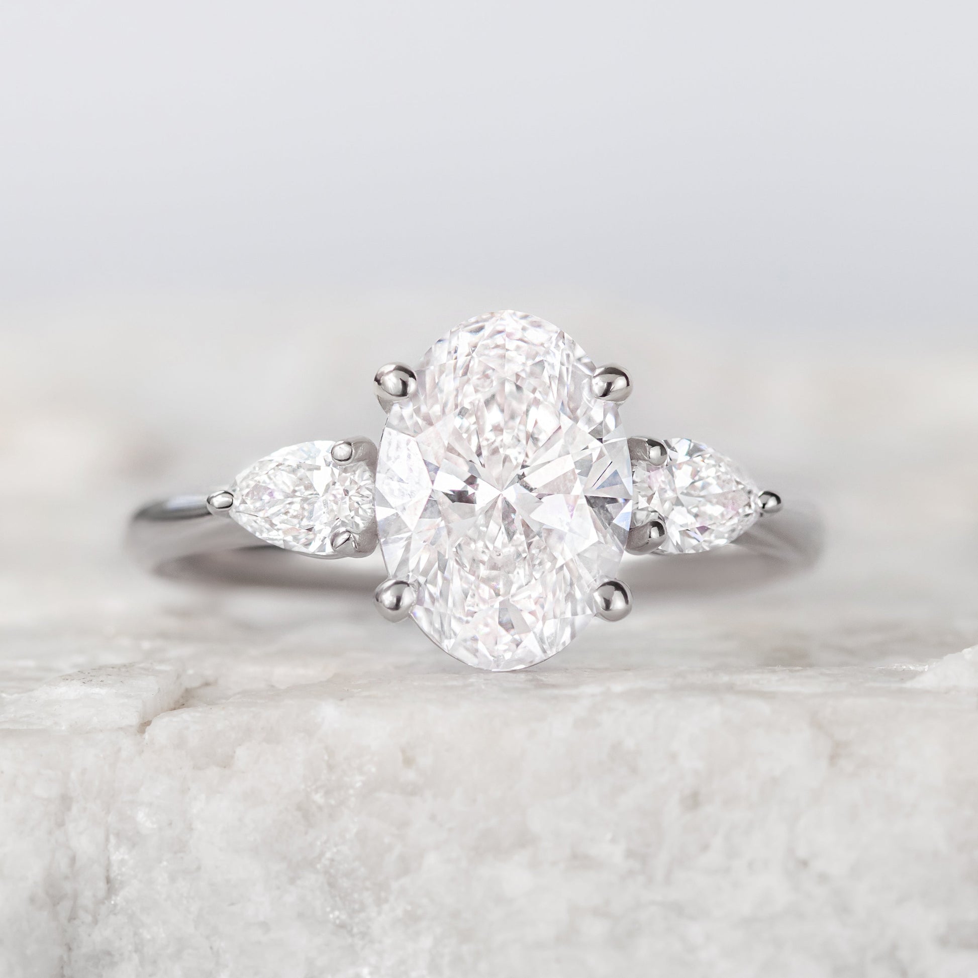 2 CT Round Three Stones Lab Grown Diamond Engagement Ring