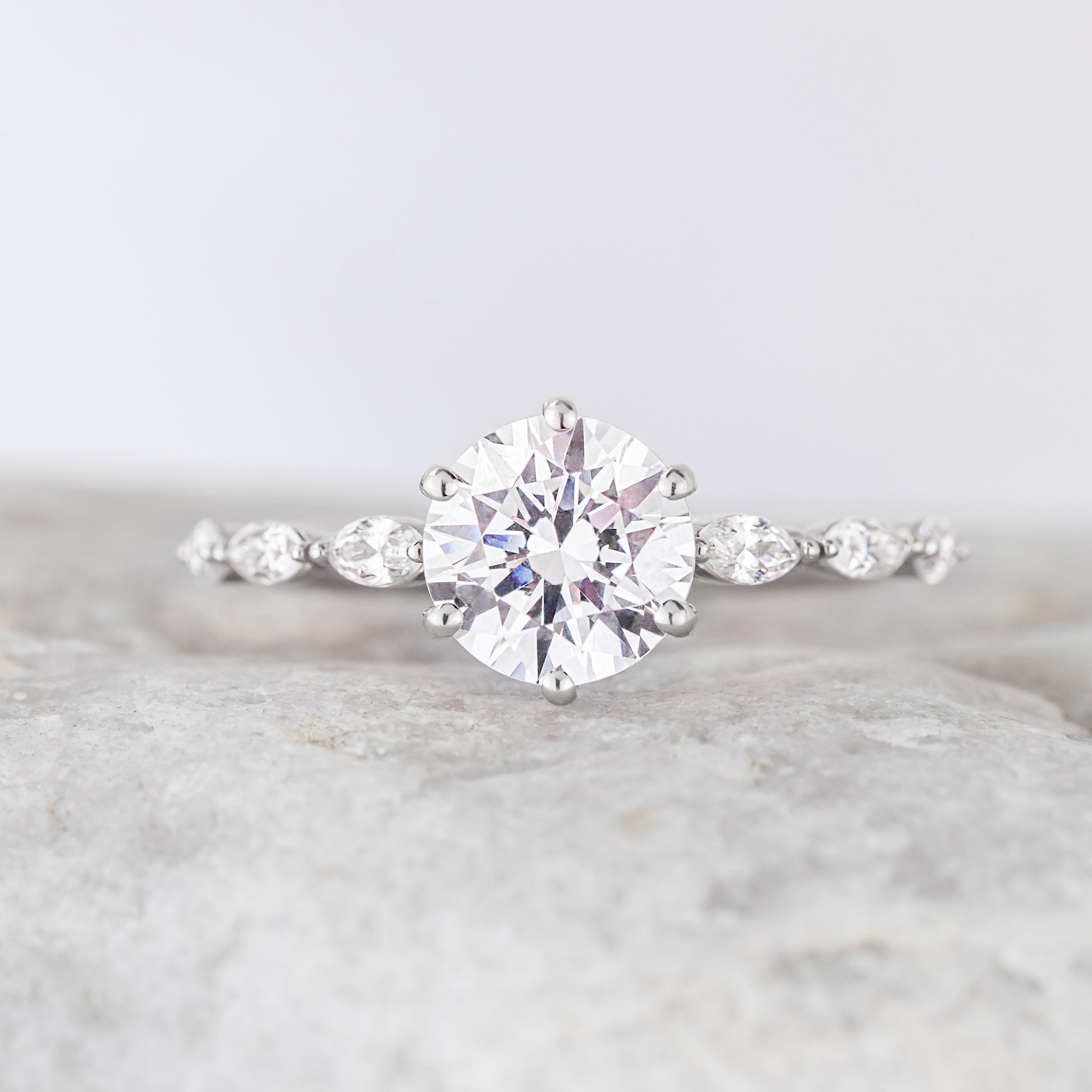 2 CT Round Three Stones Lab Grown Diamond Engagement Ring