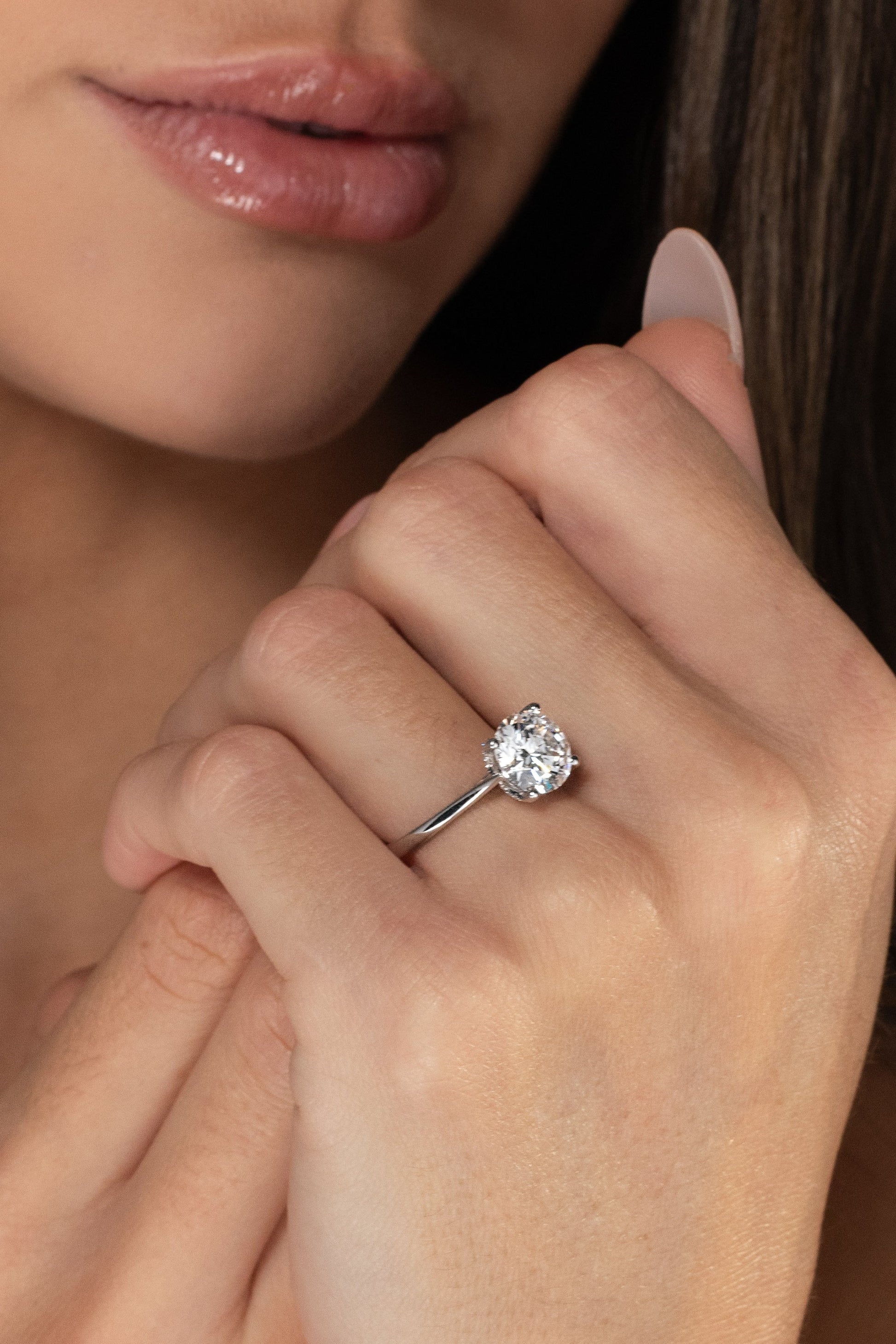 2 CT Round Three Stones Lab Grown Diamond Engagement Ring