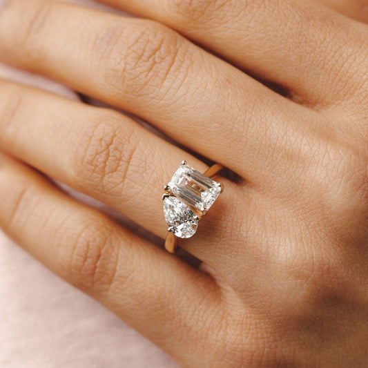 2 CT Round Three Stones Lab Grown Diamond Engagement Ring