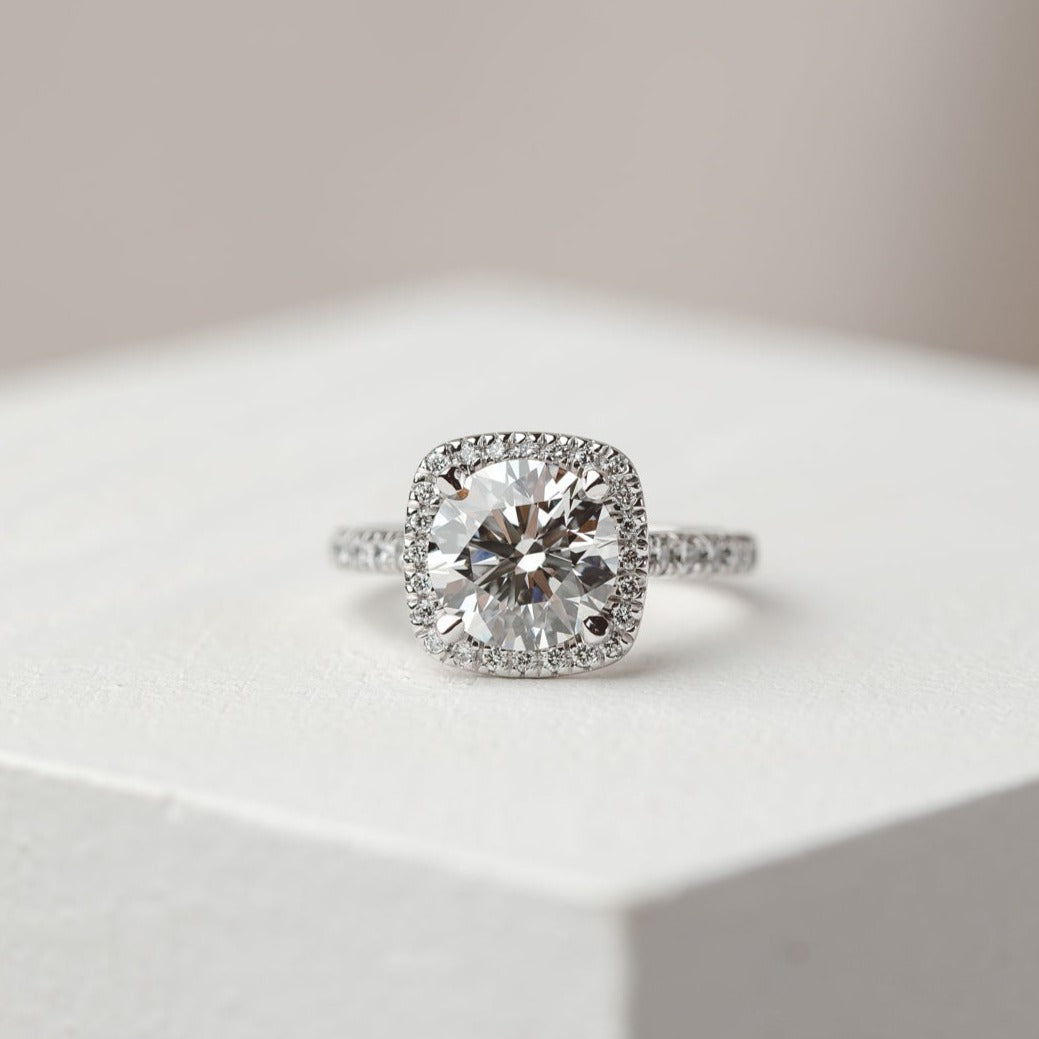 2 CT Round Three Stones Lab Grown Diamond Engagement Ring