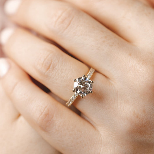 2 CT Round Three Stones Lab Grown Diamond Engagement Ring