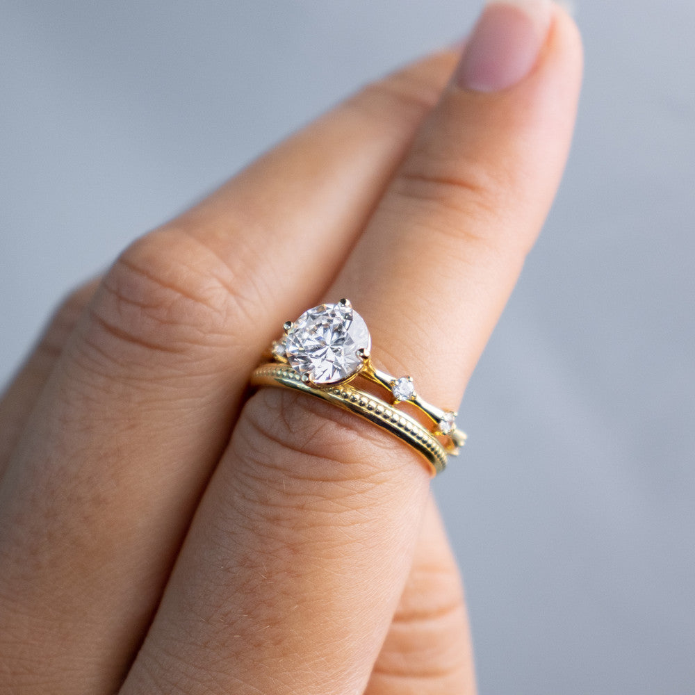 2 CT Round Three Stones Lab Grown Diamond Engagement Ring