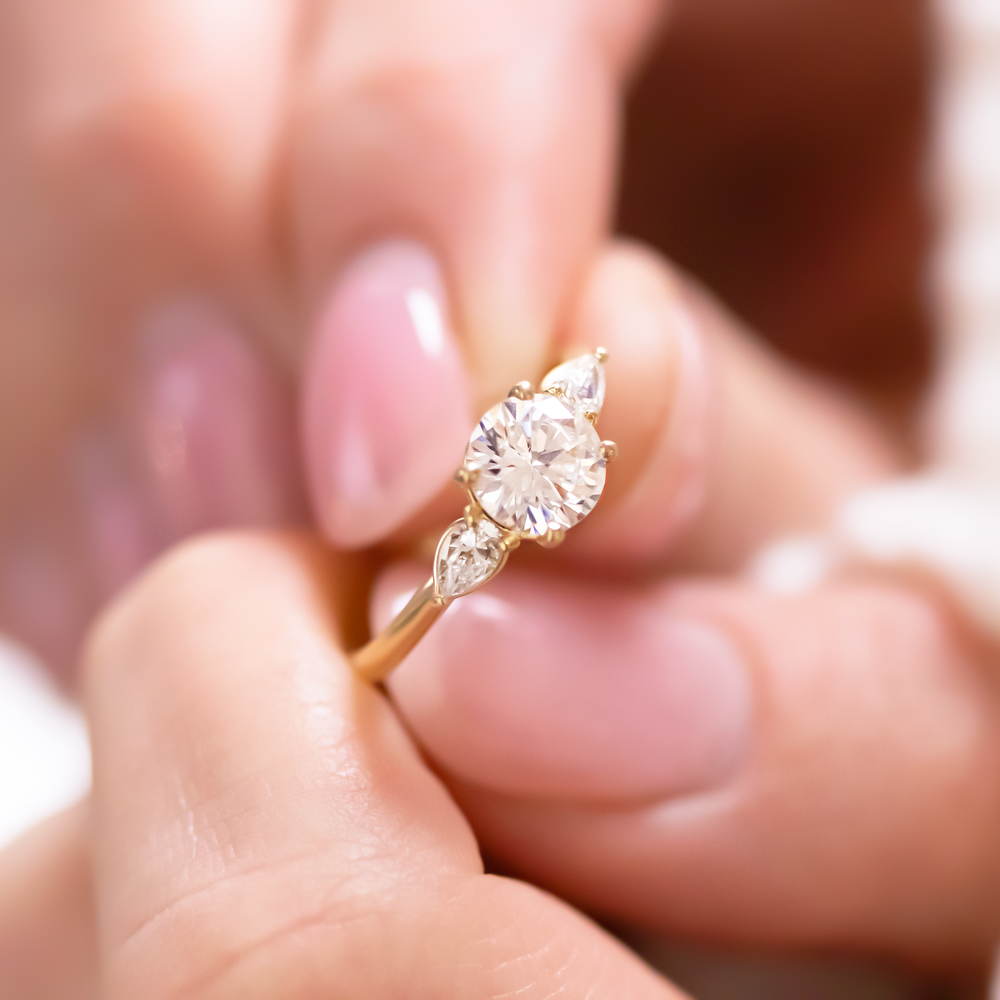 2 CT Round Three Stones Lab Grown Diamond Engagement Ring