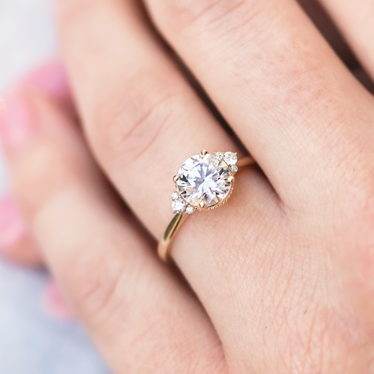 2 CT Round Three Stones Lab Grown Diamond Engagement Ring