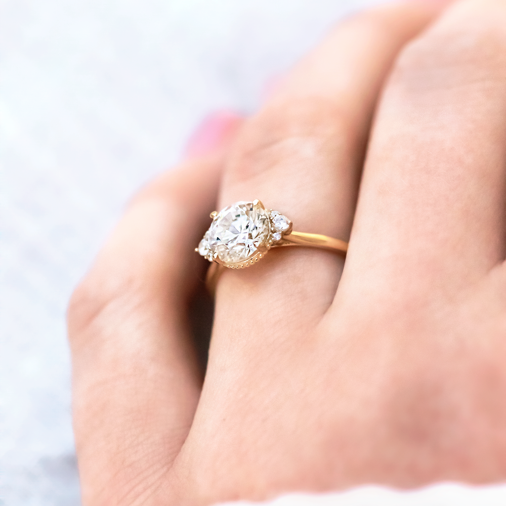 2 CT Round Three Stones Lab Grown Diamond Engagement Ring