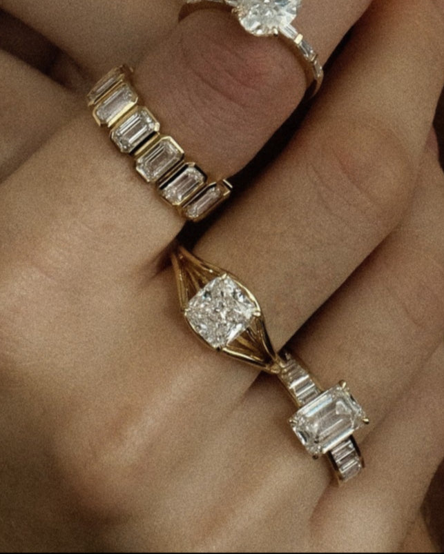 2 CT Round Three Stones Lab Grown Diamond Engagement Ring