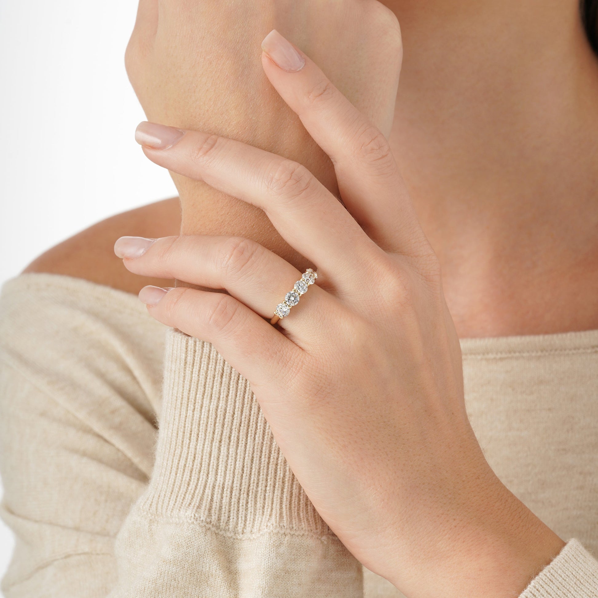 2 CT Round Three Stones Lab Grown Diamond Engagement Ring