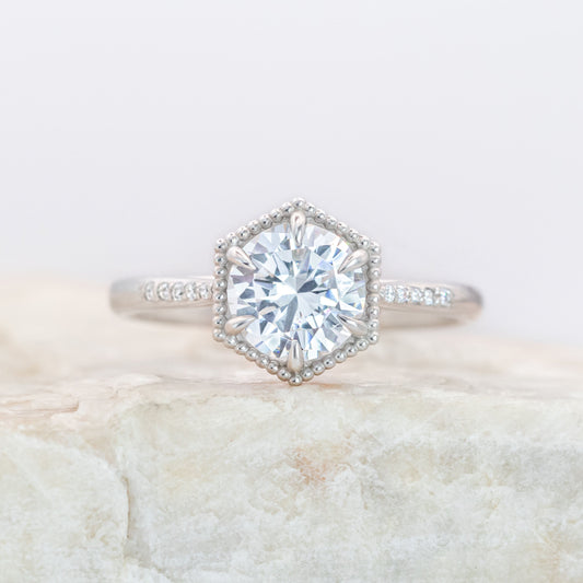 2 CT Round Three Stones Lab Grown Diamond Engagement Ring