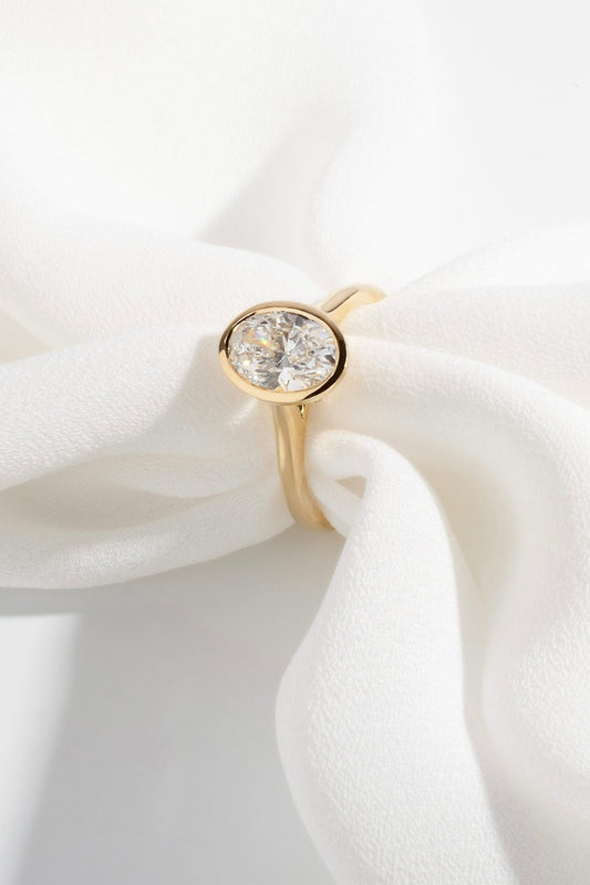 1.52 CT Oval Bezel Solitaire Lab Grown Diamond Engagement Ring