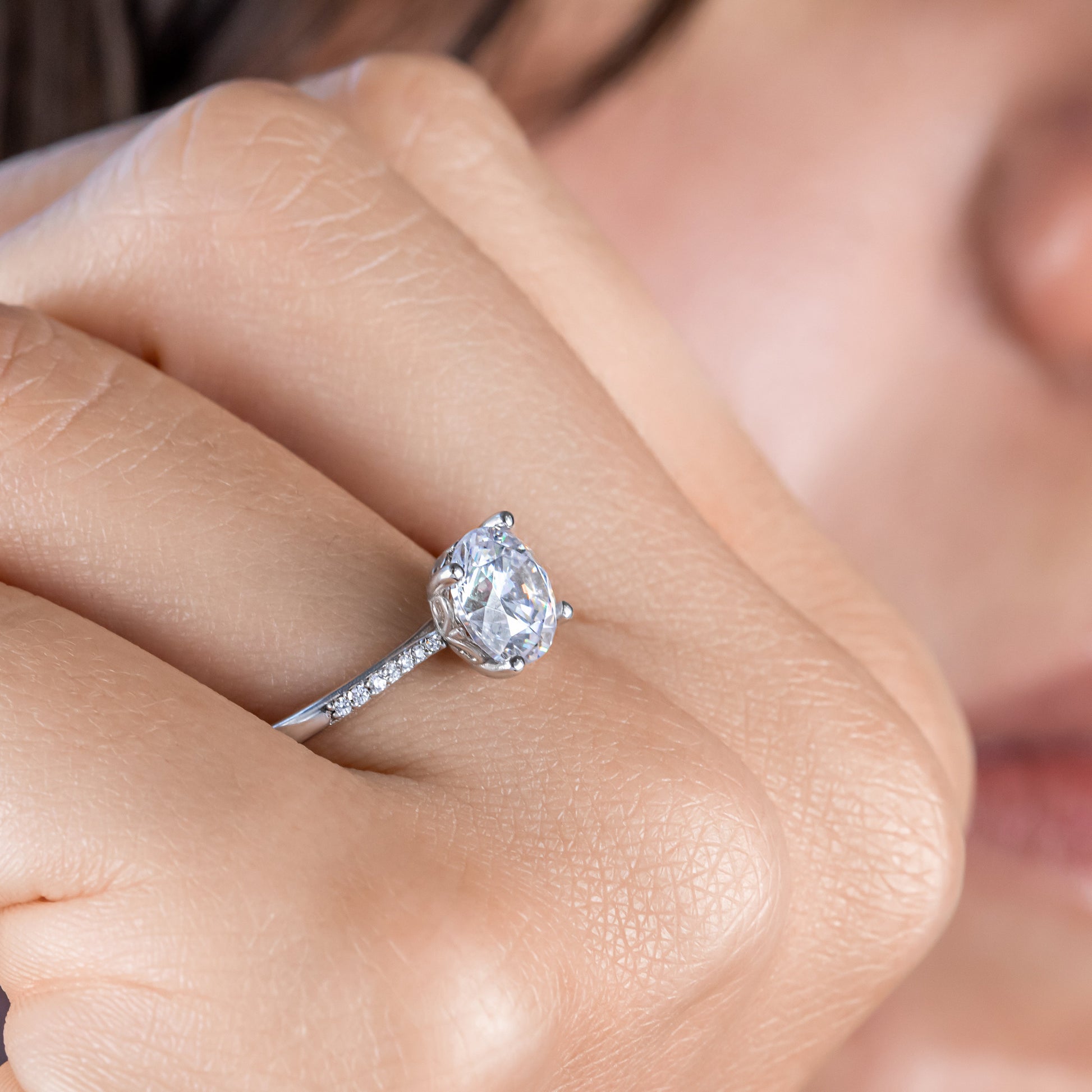 2 CT Round Three Stones Lab Grown Diamond Engagement Ring