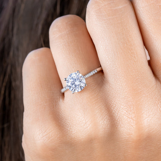 2 CT Round Three Stones Lab Grown Diamond Engagement Ring