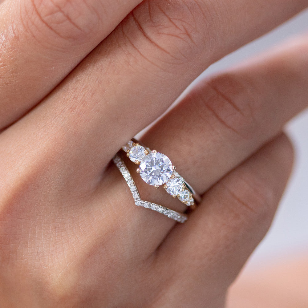 2 CT Round Three Stones Lab Grown Diamond Engagement Ring