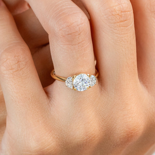 2 CT Round Three Stones Lab Grown Diamond Engagement Ring