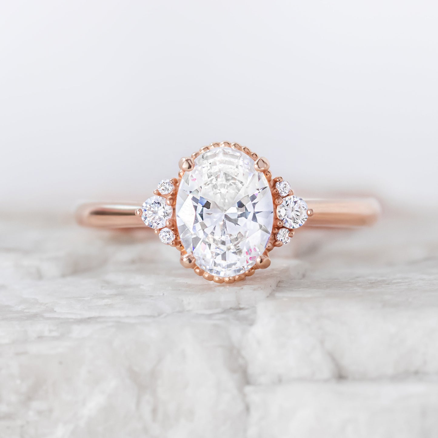 2 CT Round Three Stones Lab Grown Diamond Engagement Ring