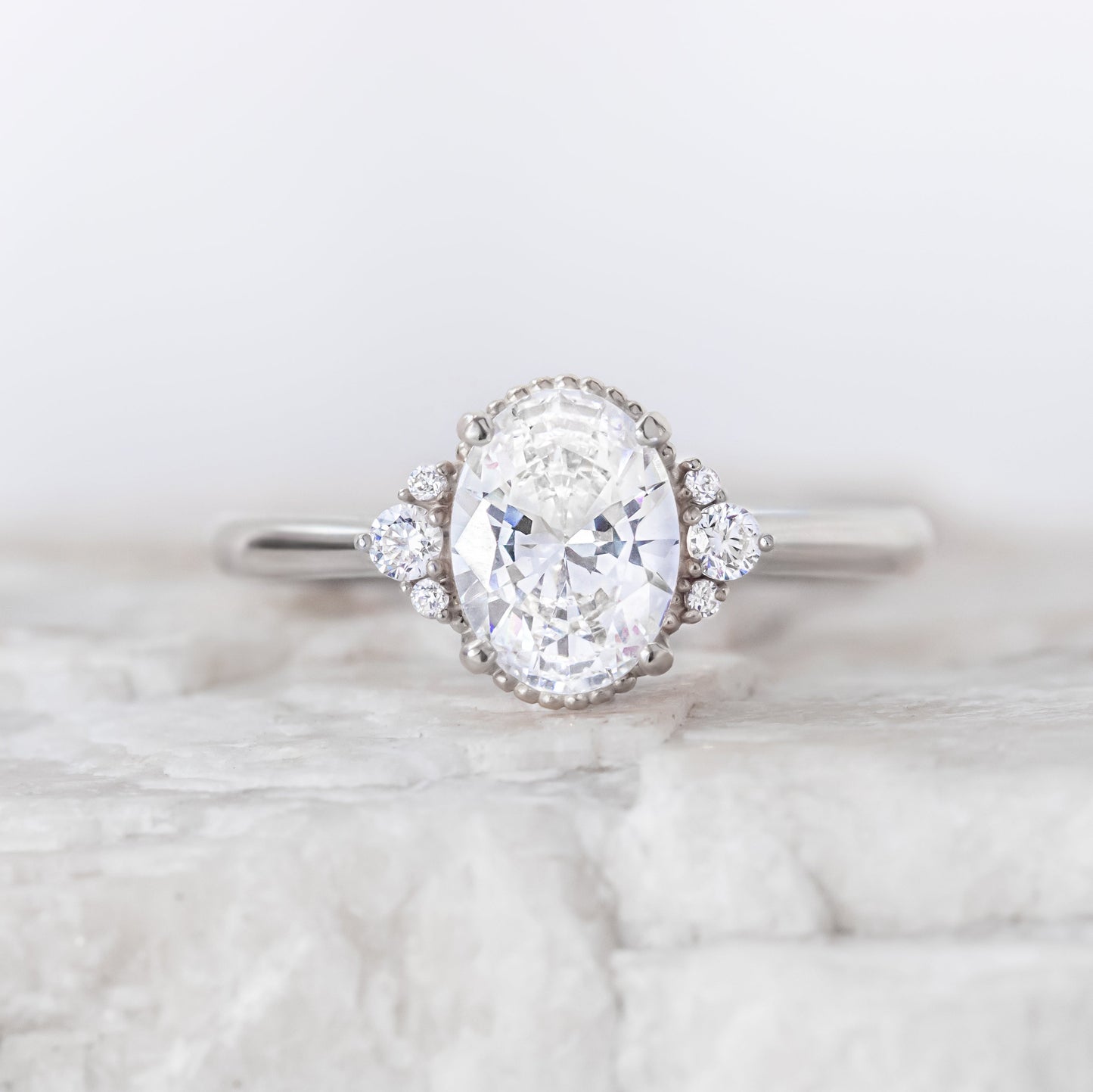 2 CT Round Three Stones Lab Grown Diamond Engagement Ring