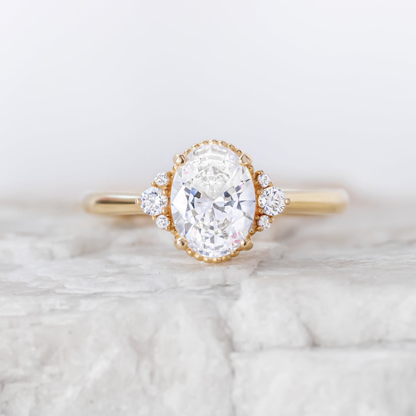 2 CT Round Three Stones Lab Grown Diamond Engagement Ring