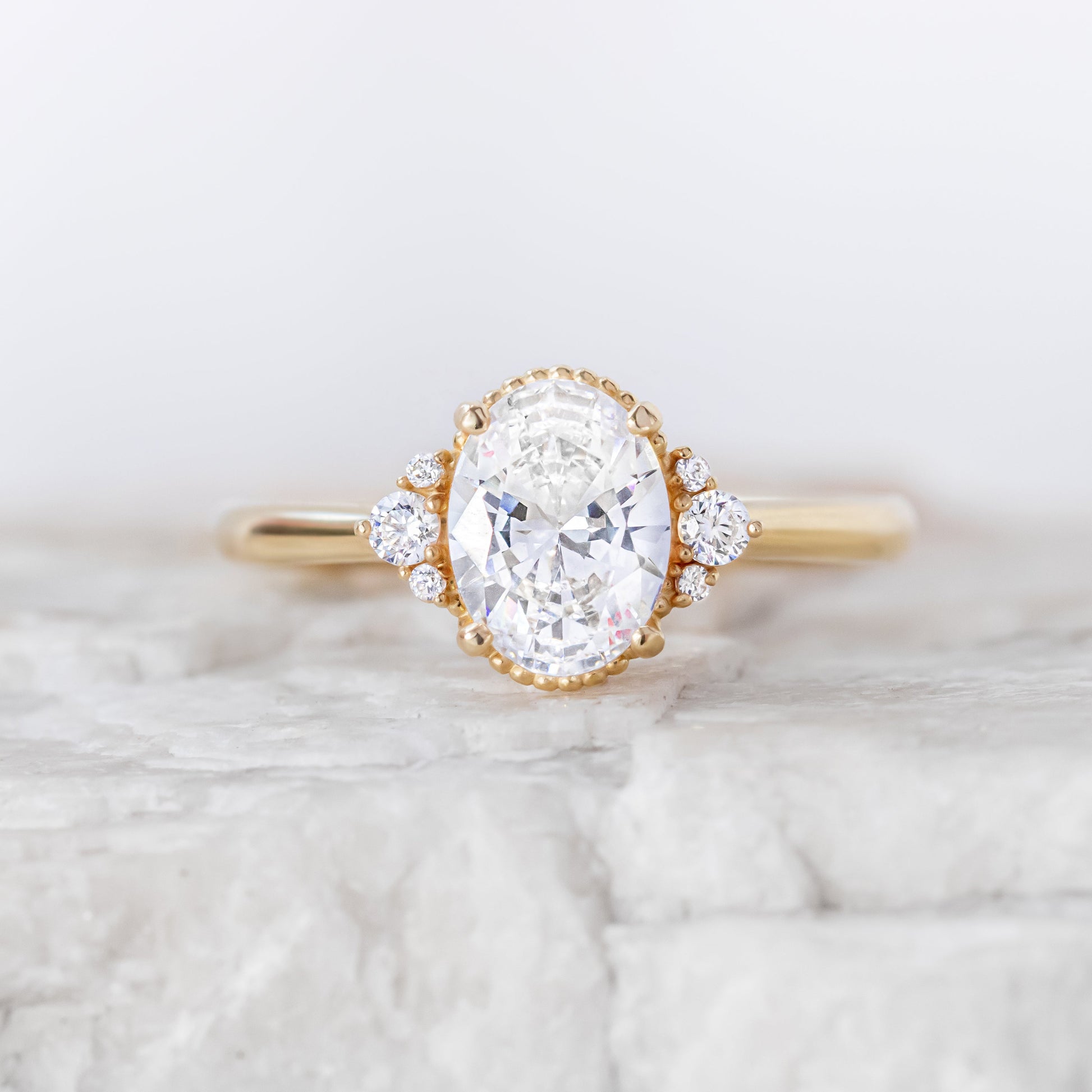 2 CT Round Three Stones Lab Grown Diamond Engagement Ring