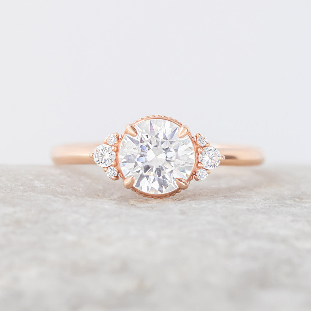 2 CT Round Three Stones Lab Grown Diamond Engagement Ring